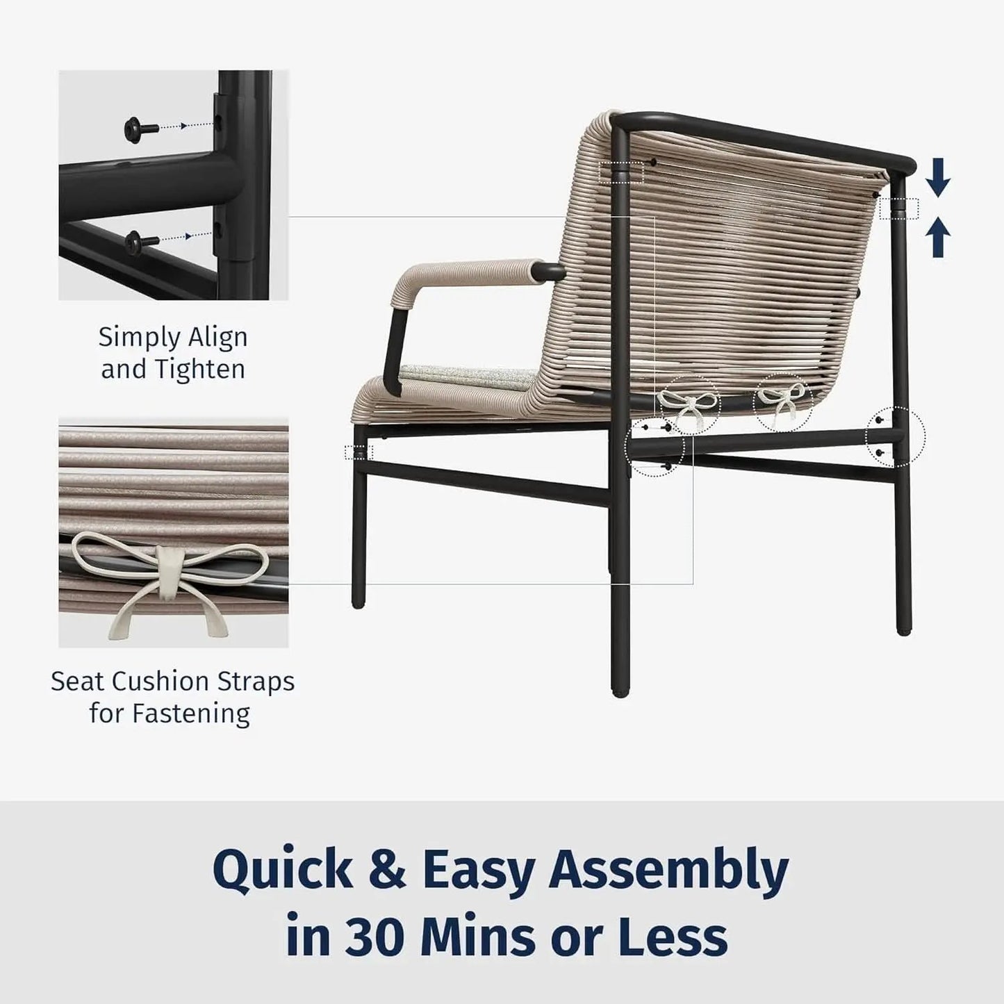Modern 3-Piece Outdoor Bistro Set with Wide Chairs from PriceLows™