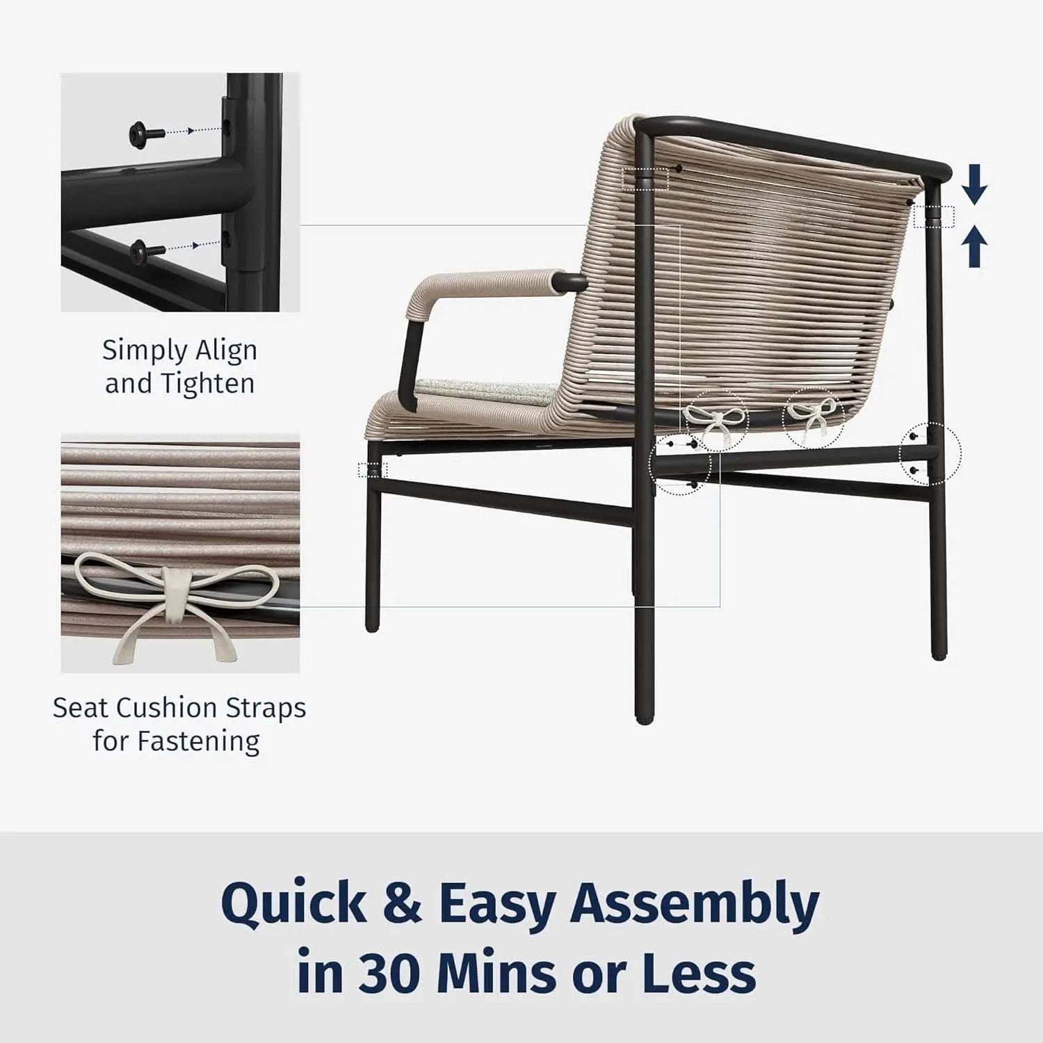 Modern 3-Piece Outdoor Bistro Set with Wide Chairs from PriceLows™