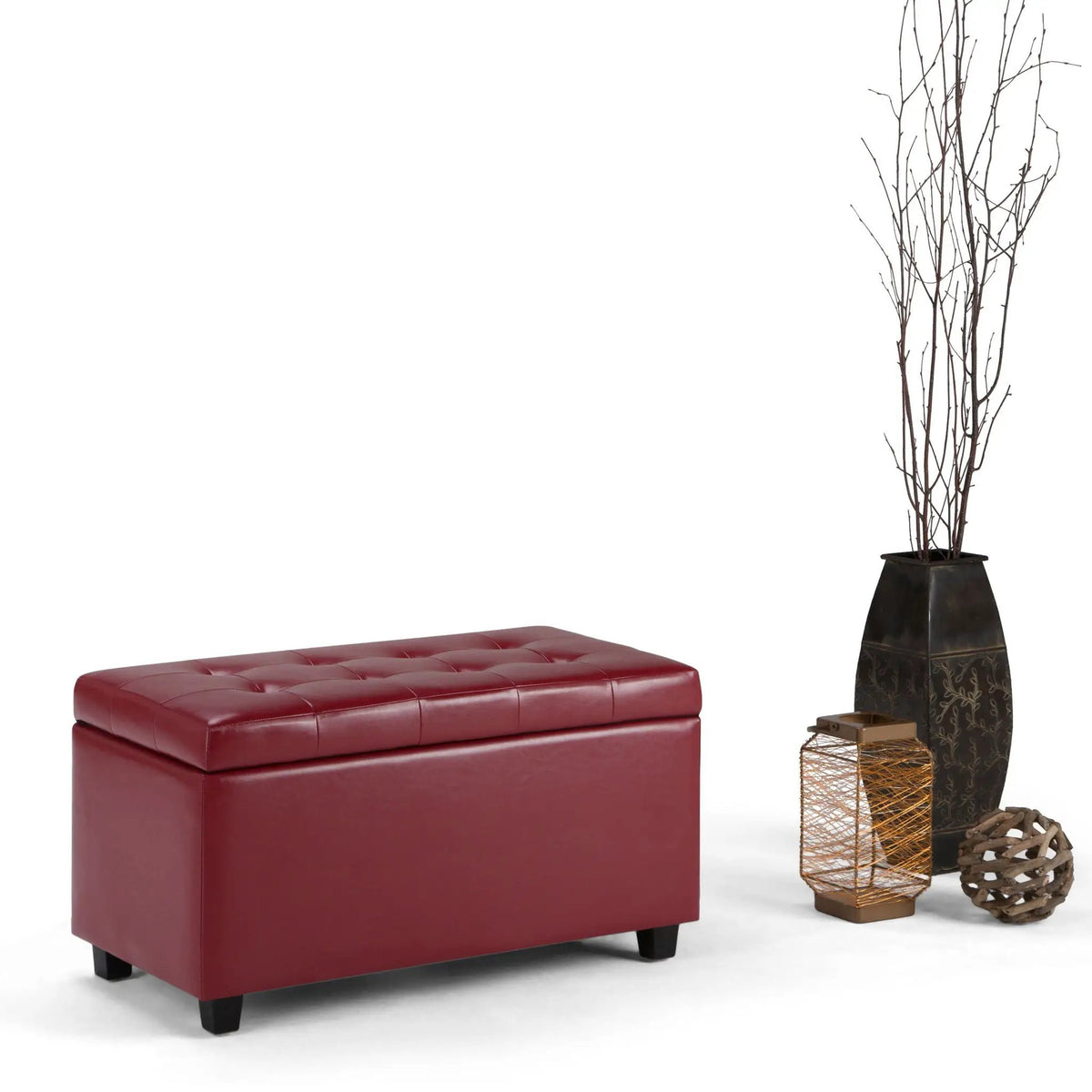 Cosmopolitan Upholstered Storage Ottoman | Child Safety Hinge | Large Interior Storage | 33.5 Inch Length
