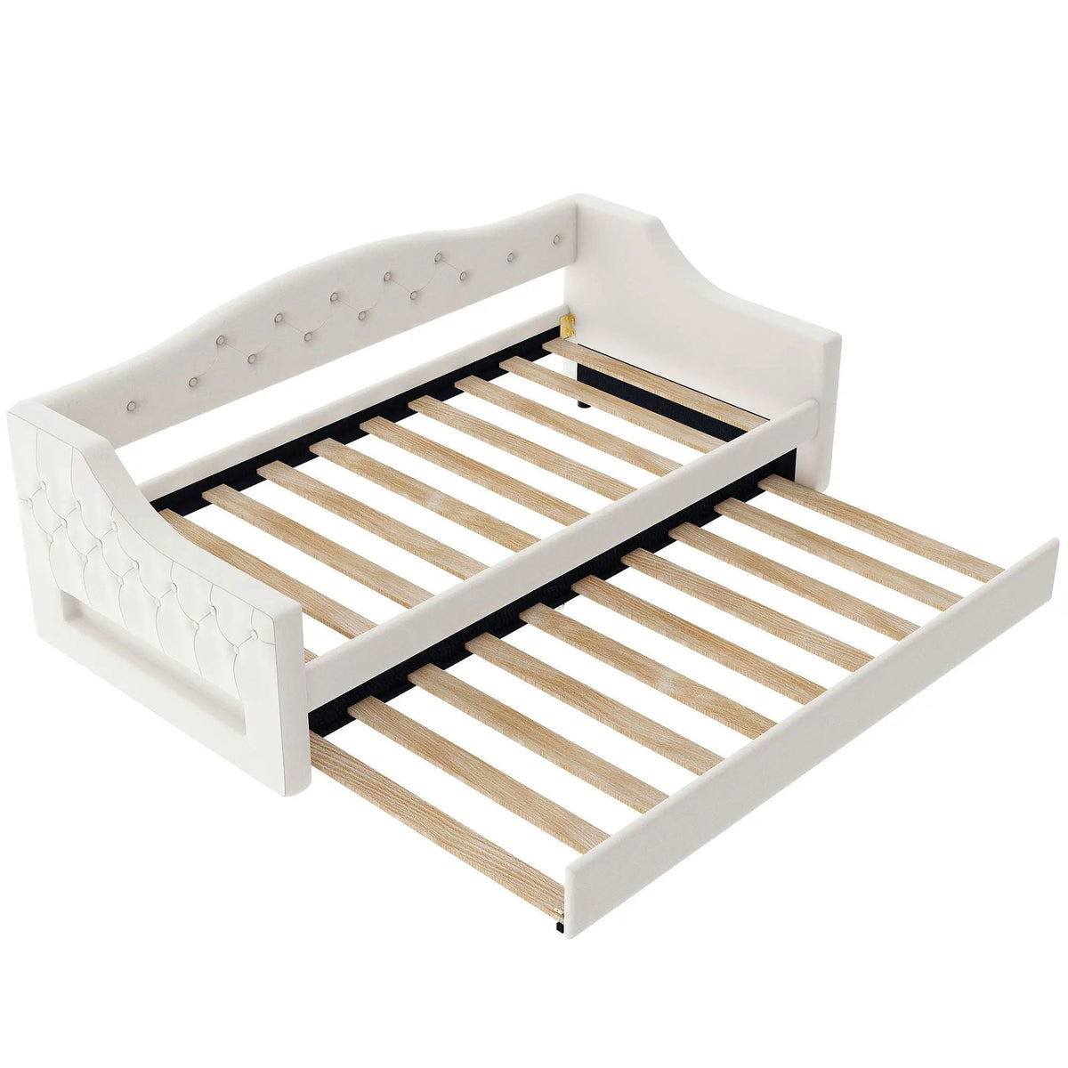 Daybed With LED Lights | Upholstered Trundle Daybed | Thickly Padded Sponge | 84 Inch Length