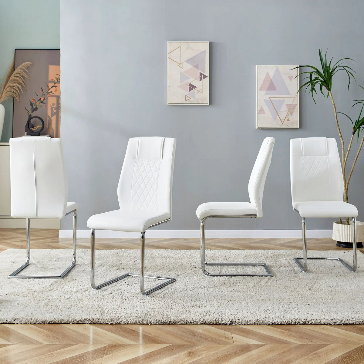 Modern Dining Chairs | Padded Seat | Metal Legs | Anti-Slip Footpads