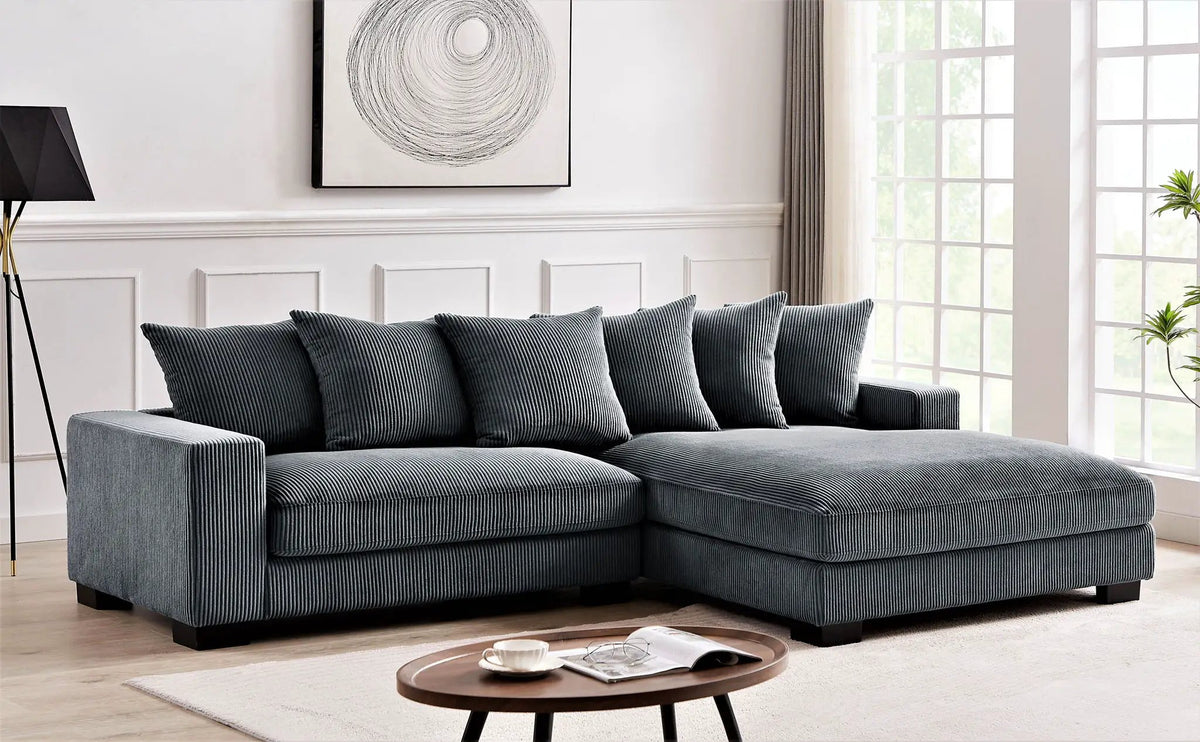 Luxe Oversized Sectional Sofa | 2 Piece L Shaped Couch | Chaise Included | Deep-Seated Design