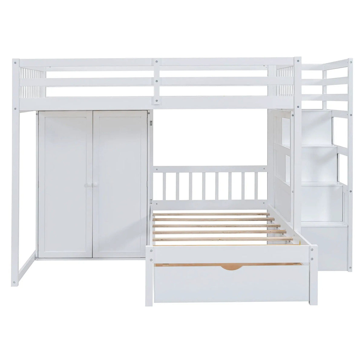 Bunk Bed With Wardrobe, Drawers | 2 Pieces | Bedroom Furniture | Bedroom