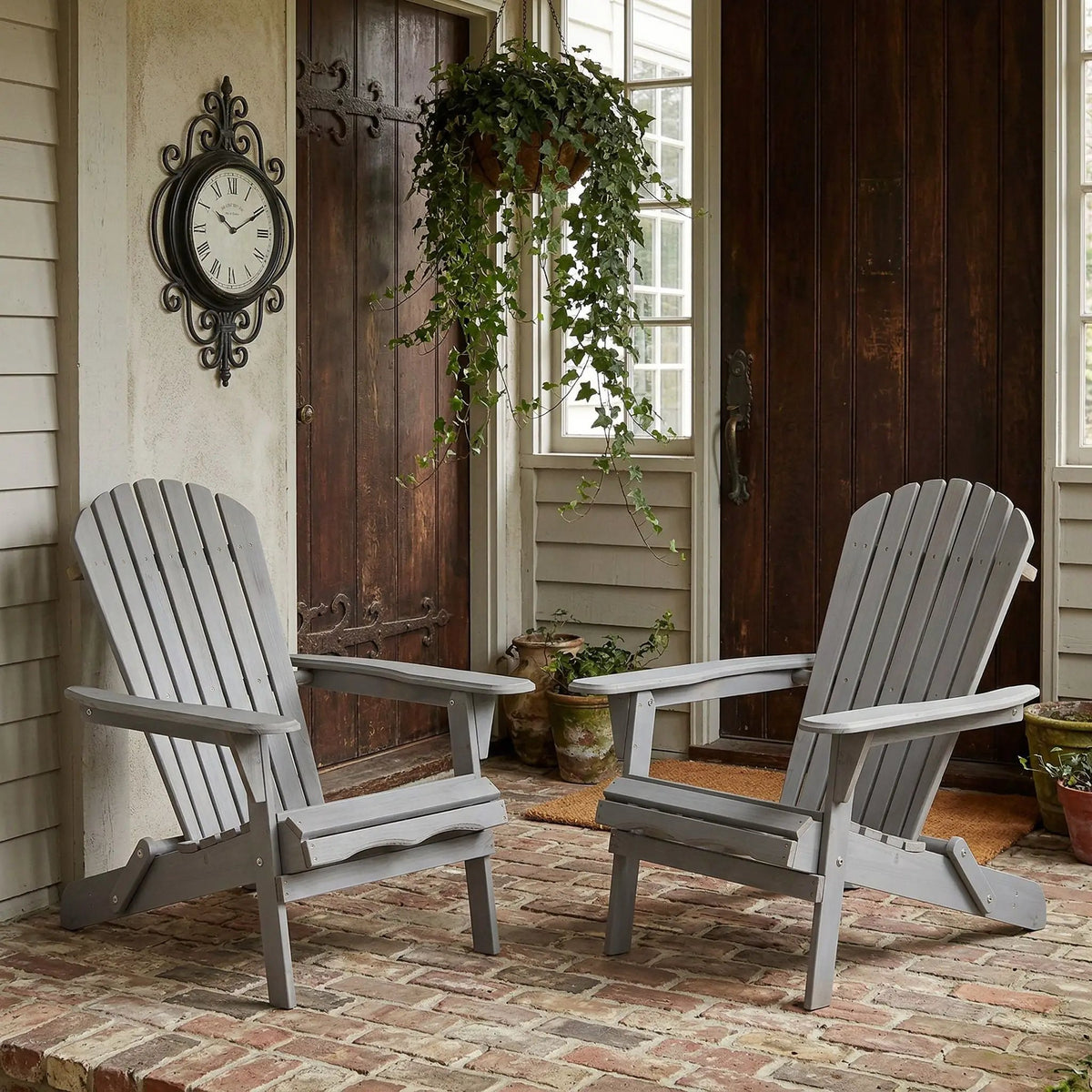 Oversize Folding Adirondack Chair | Premium Hemlock Wood | Pre-Assembled Parts | Patio And Garden