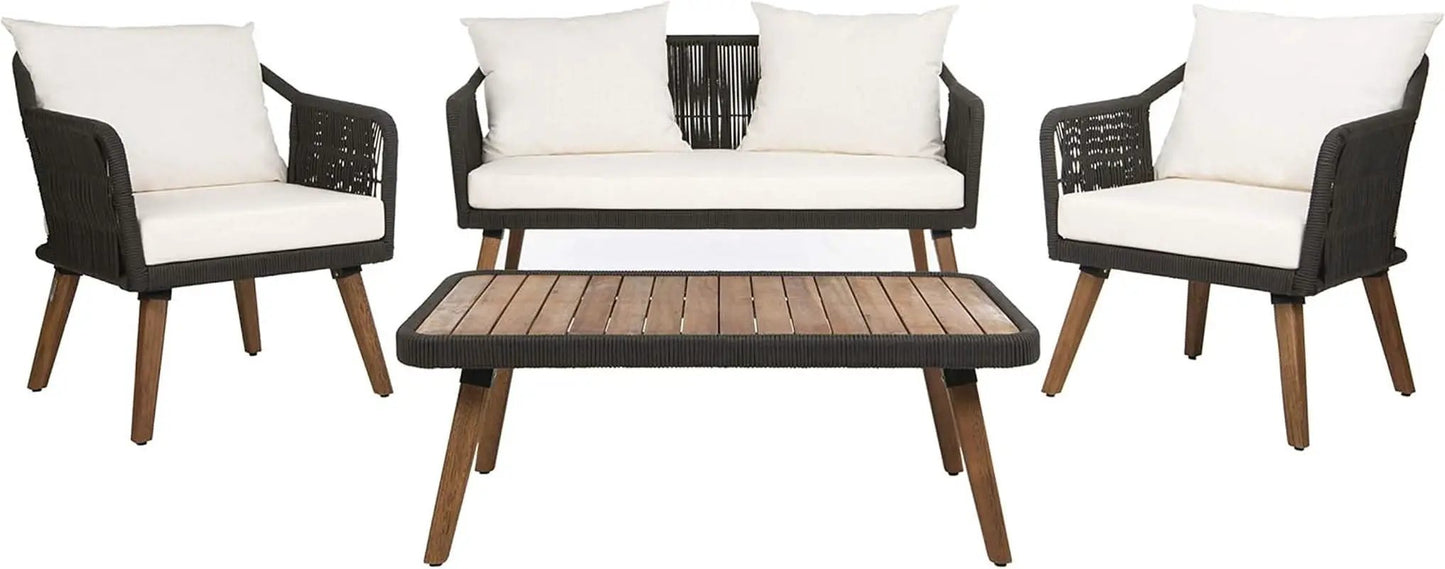 Outdoor Patio 4 Piece Eucalyptus Rope Furniture Set from PriceLows™