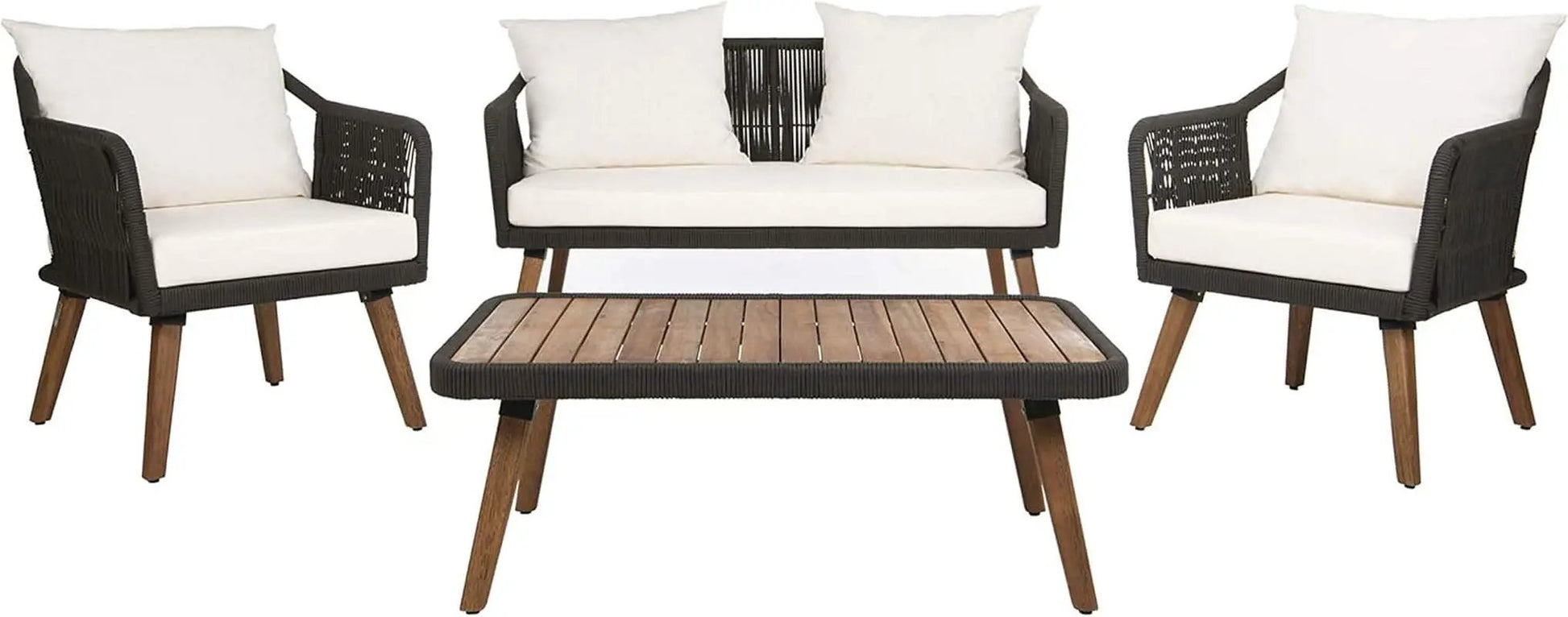 Outdoor Patio 4 Piece Eucalyptus Rope Furniture Set from PriceLows™