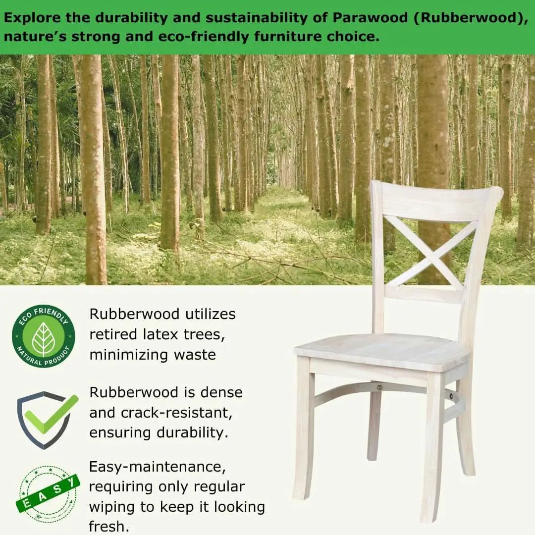 Set Of 2 35.8 In Parawood X Back Dining Chairs Unfinished from PriceLows™