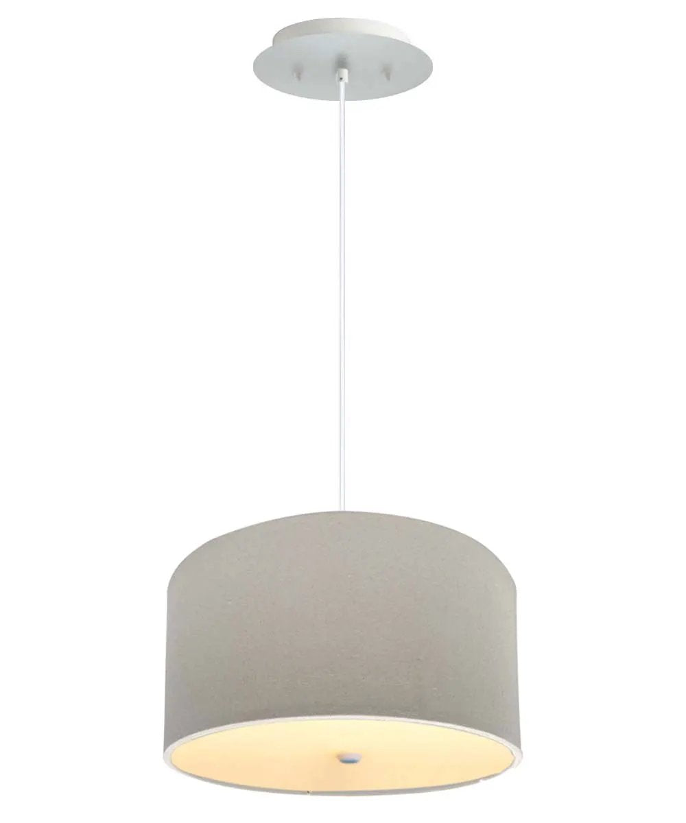 Two Light Pendant | 16 Inch Drum Shade | Oatmeal Linen | With Diffuser