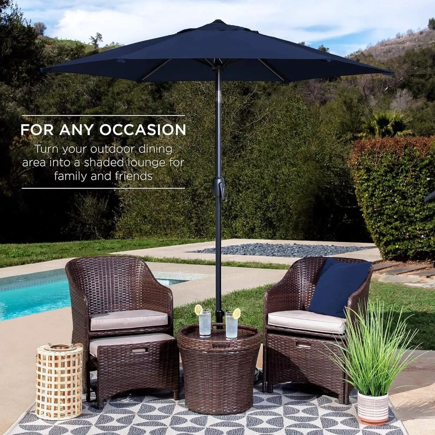7.5ft Navy Patio Umbrella Tilt Crank Steel Pole Outdoor from PriceLows™