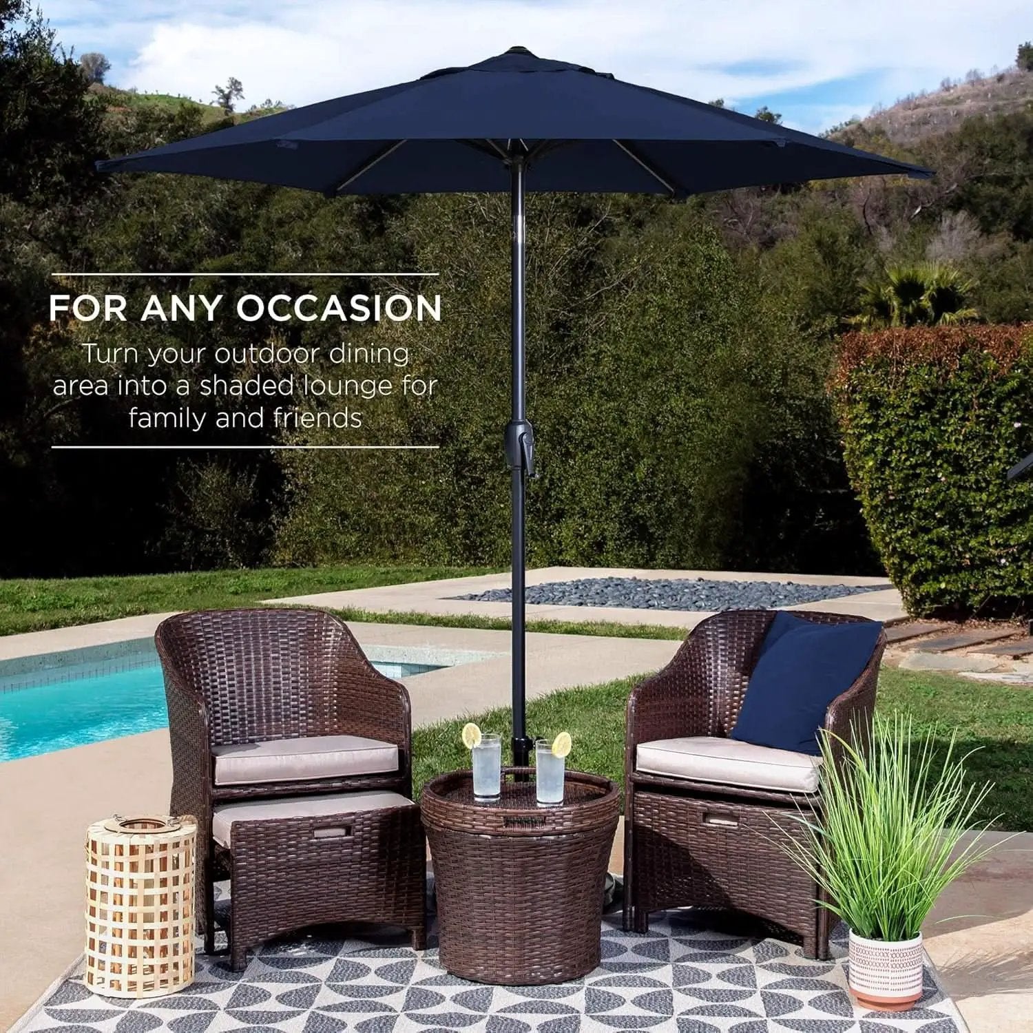 7.5ft Navy Patio Umbrella Tilt Crank Steel Pole Outdoor from PriceLows™