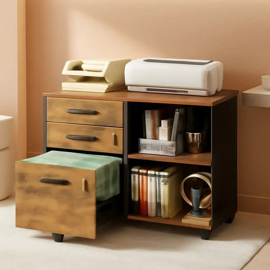 3 Drawer Wood File Cabinet With Lock For Home Office from PriceLows™