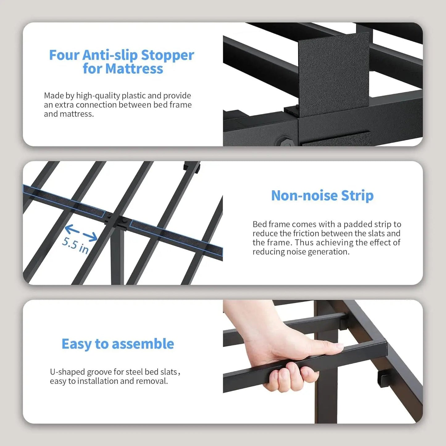 Premium King Size Metal Bed Frame With Under Bed Storage from PriceLows™