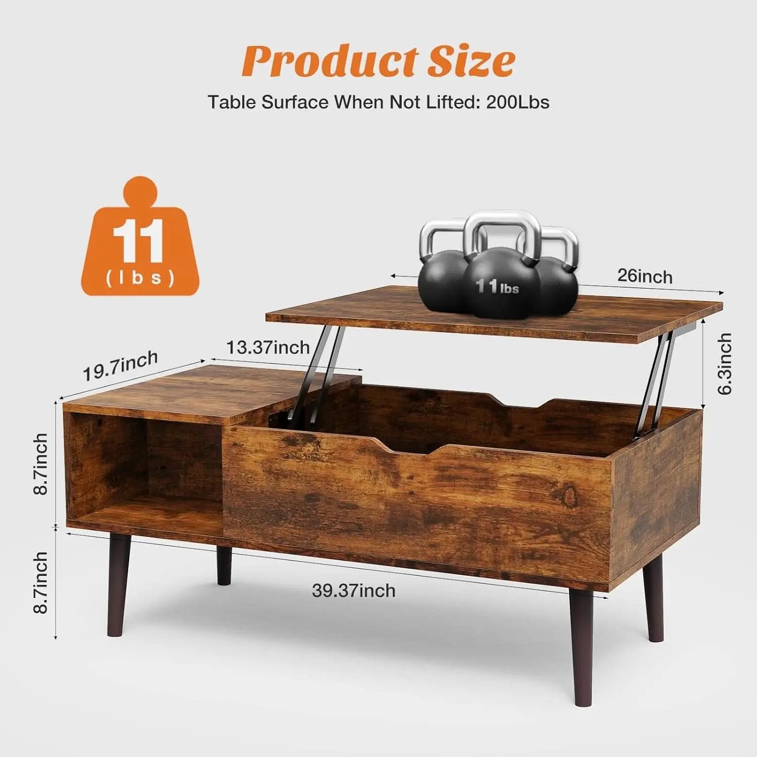 Brown Lift Top Coffee Table With Storage And Hidden Compartment from PriceLows™