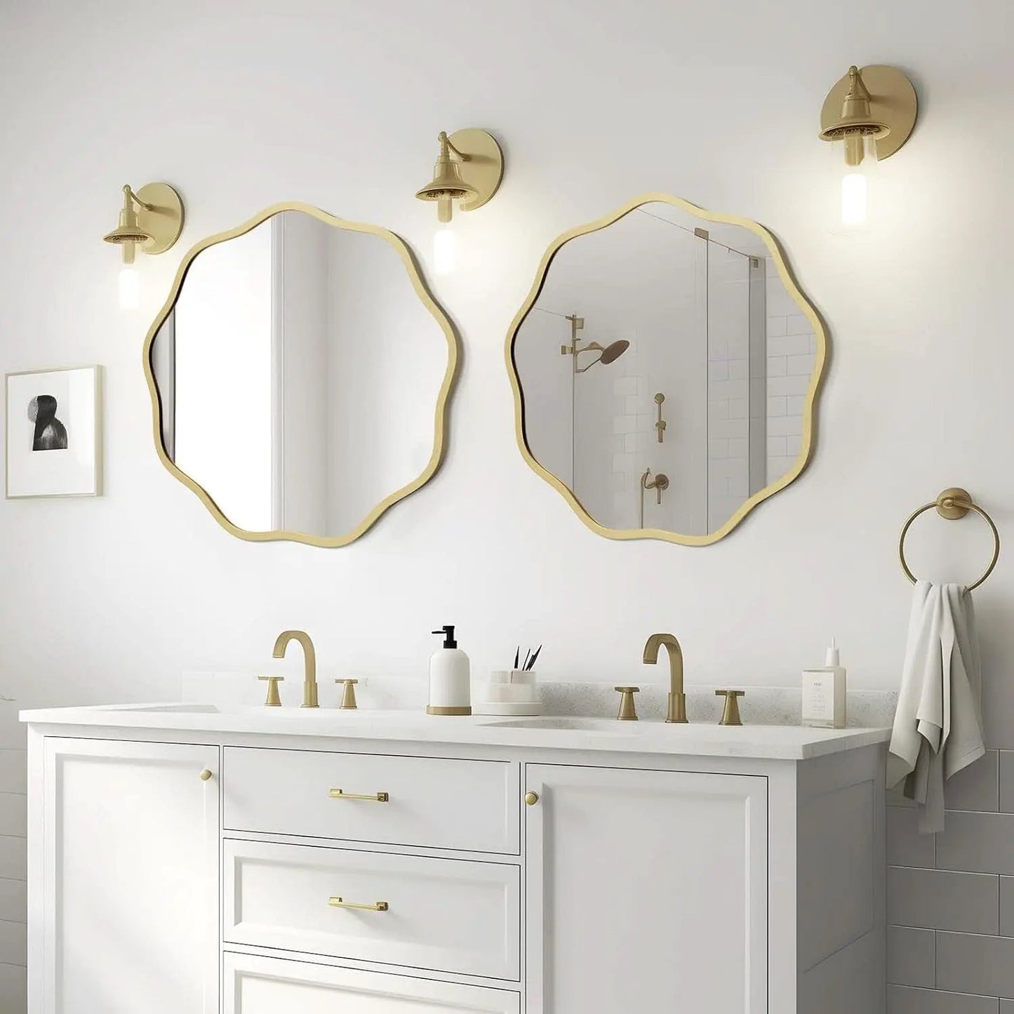 Gold Round Wall Mirror 20 Inch Decorative Home Accent from PriceLows™