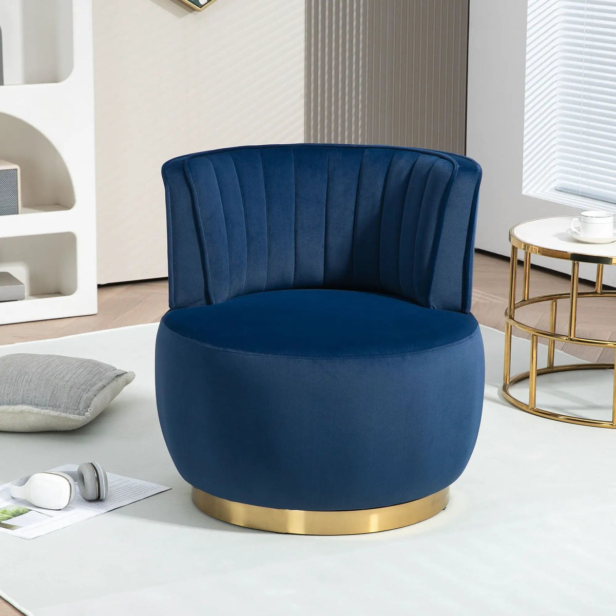 360 Degree Swivel Barrel Chair | Cuddle Accent Sofa Chair | Super Soft Fabric | Wrap-Around Barrel Back