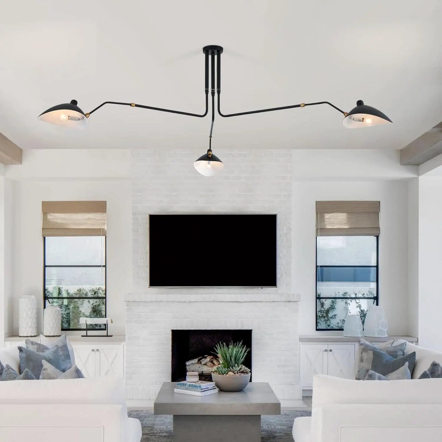 Matt Black Three Arm Adjustable Pendant Light Chandelier from PriceLows™