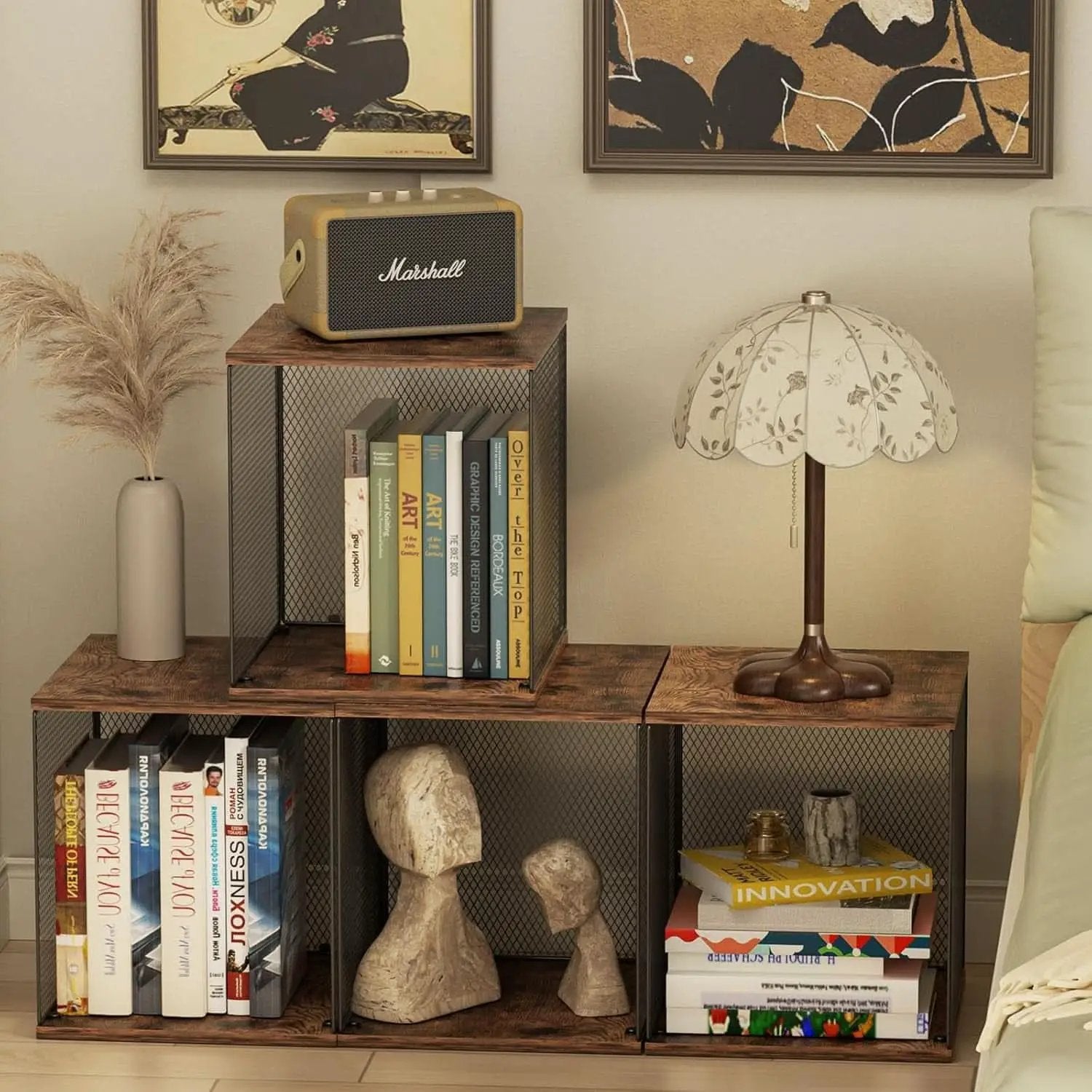 2 Cube Stackable Book Shelves Organizer Black Brown Wood For Kids Rooms And Living Spaces from PriceLows™