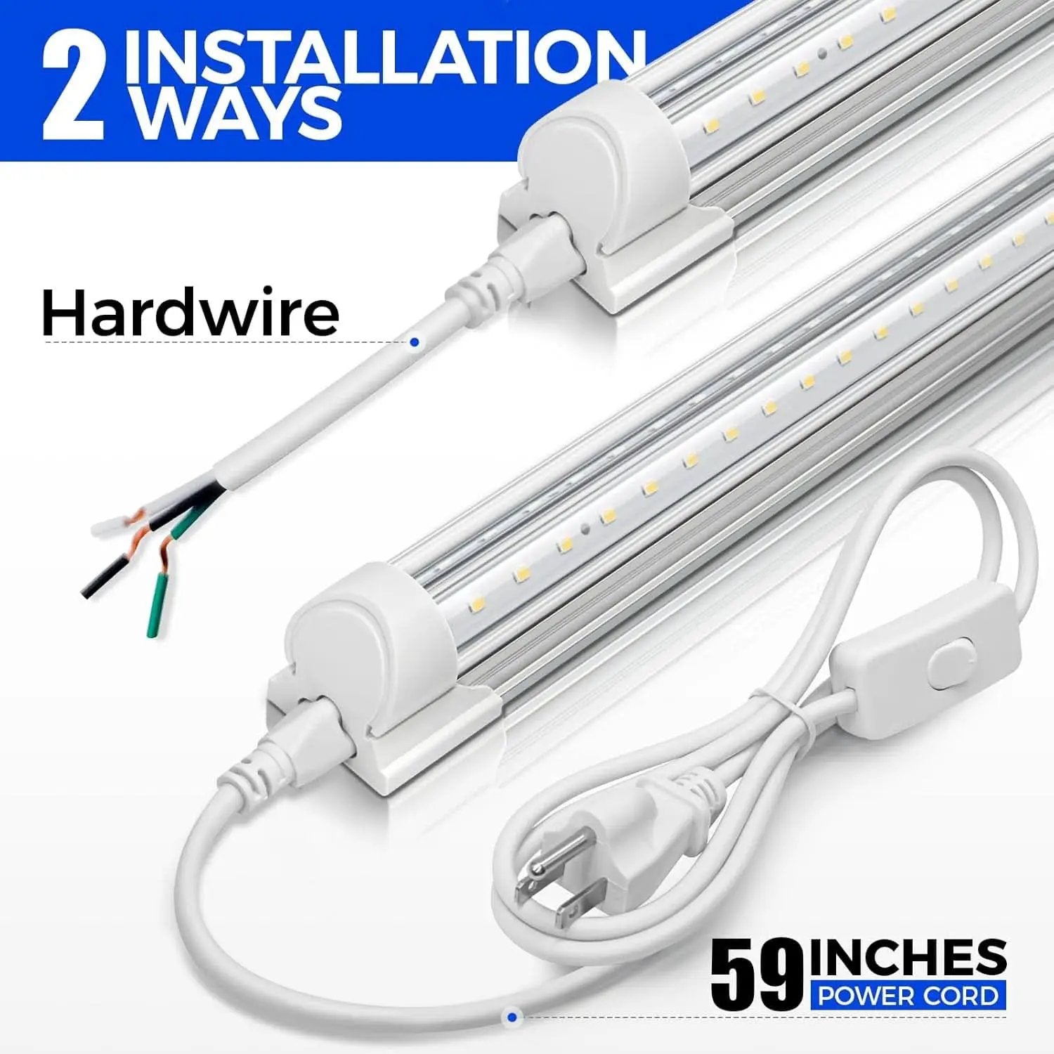 8ft LED Shop Light 10000 Lumens Daylight 5000K Linkable from PriceLows™