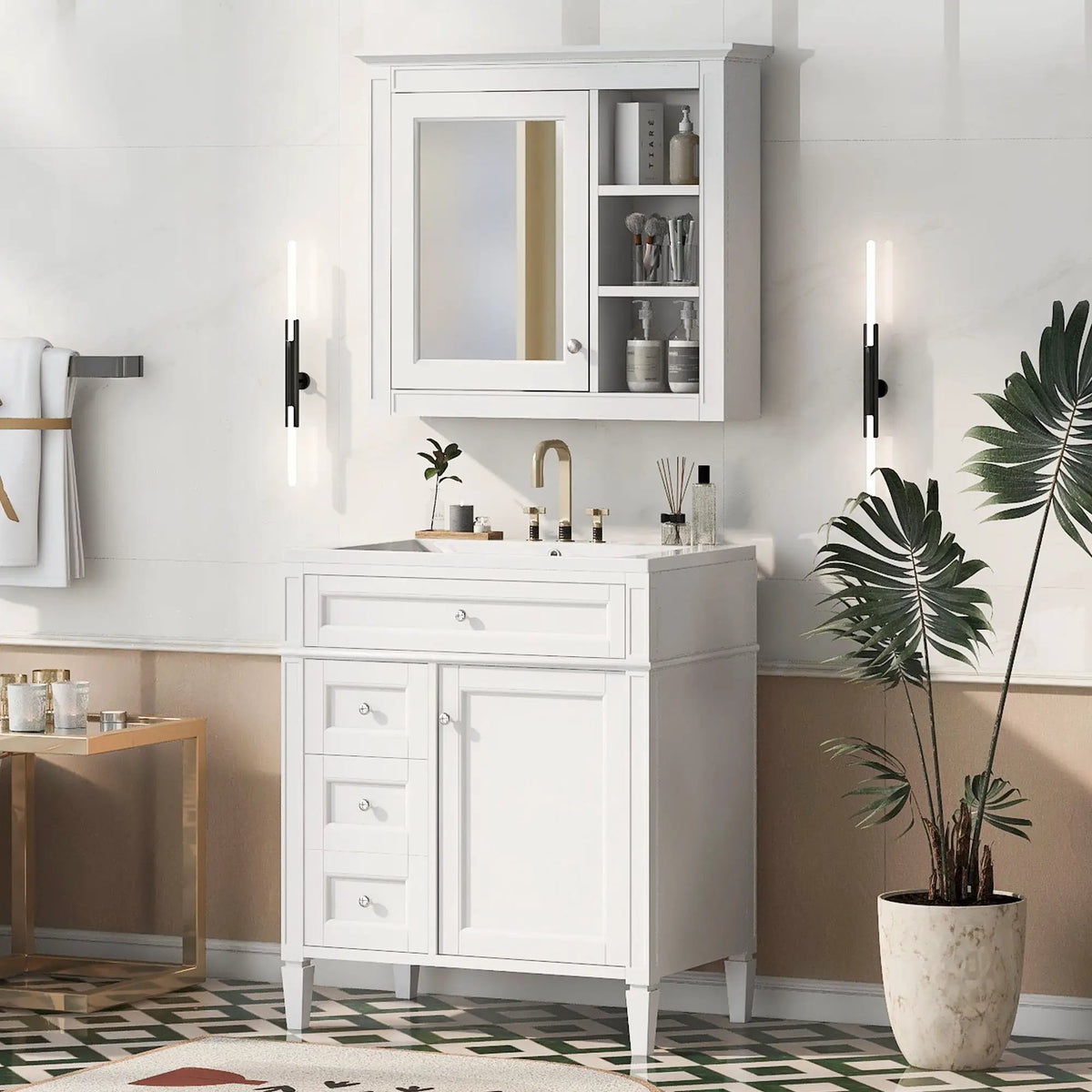 Bathroom Vanity With Medicine Cabinet | Royal Mirror Cabinet | Modern Storage | Unique Pattern Design