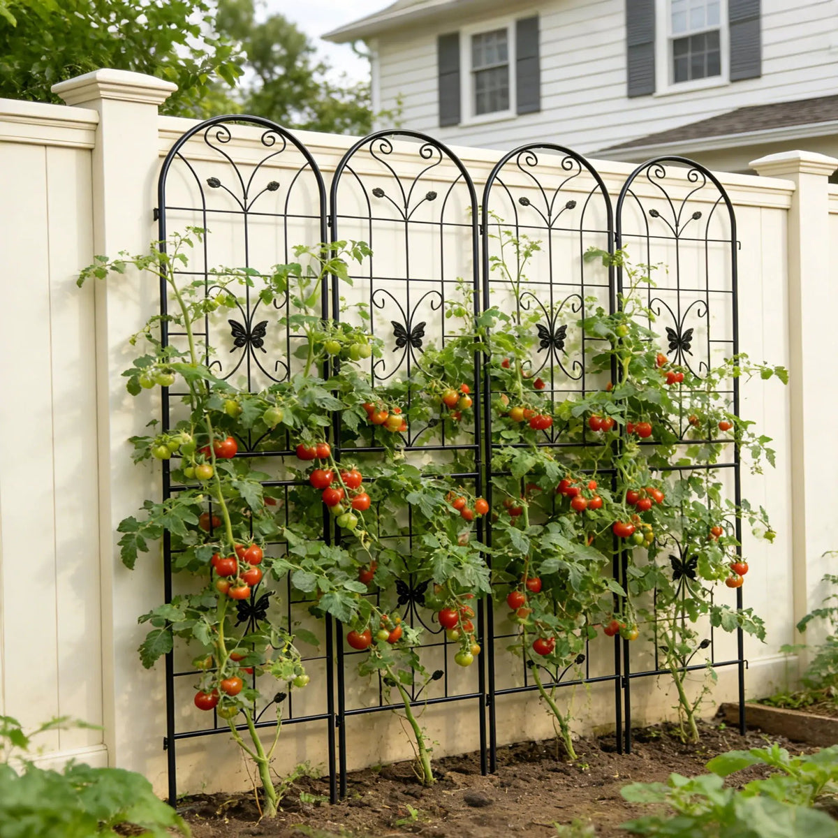 Garden Metal Trellis | Rustproof | Extendable 80 Inch Width | Galvanized Powder-Coated Pipe