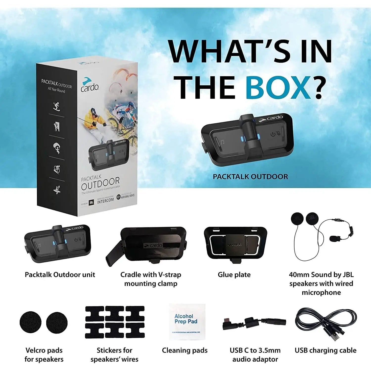 Cardo Packtalk Outdoor Helmet Intercom System IP67 Waterproof from PriceLows™