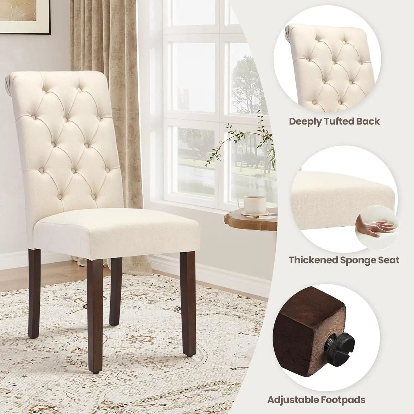Rectangular Dining Table Set For Six Black Beige Two Tone from PriceLows™