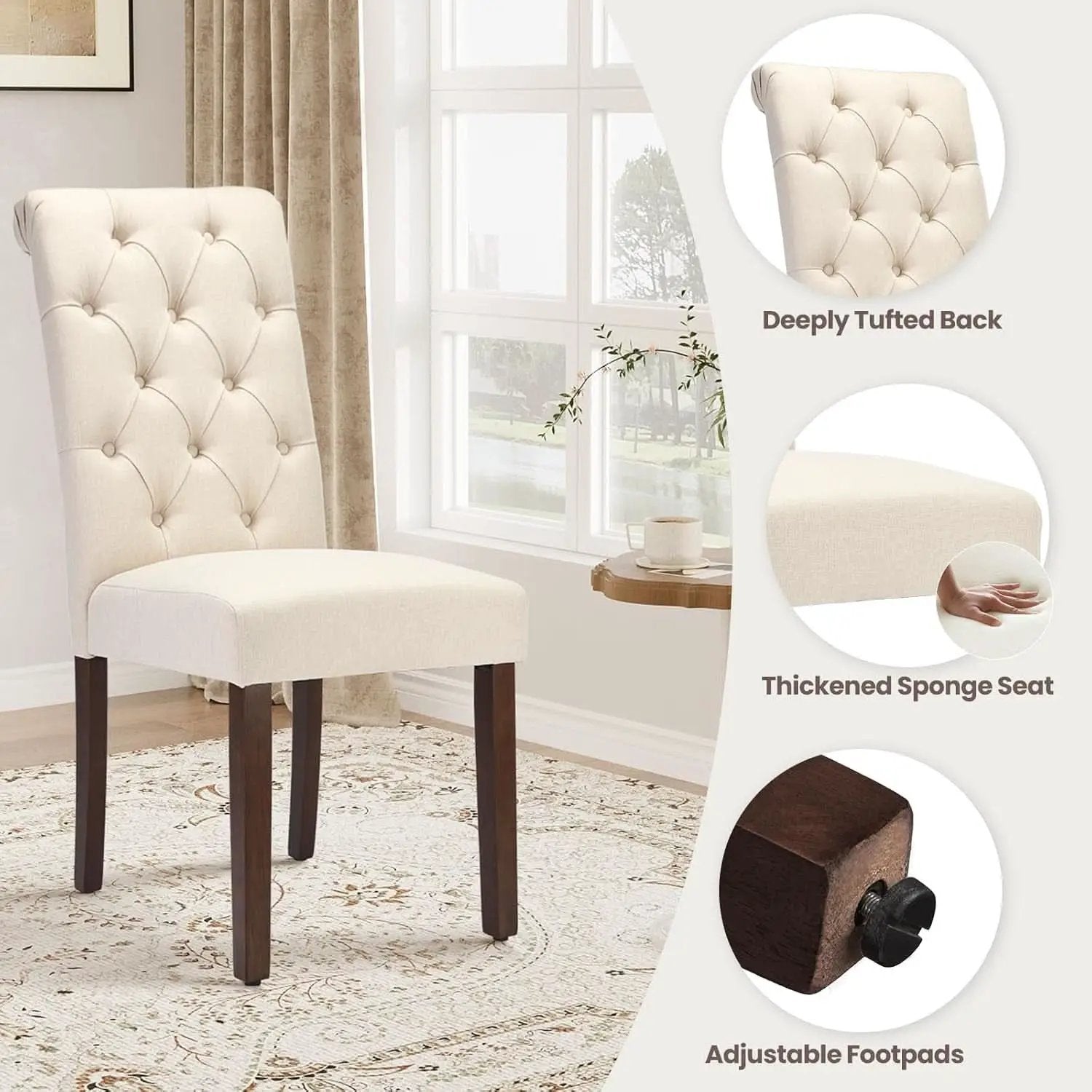 Rectangular Dining Table Set For Six Black Beige Two Tone from PriceLows™