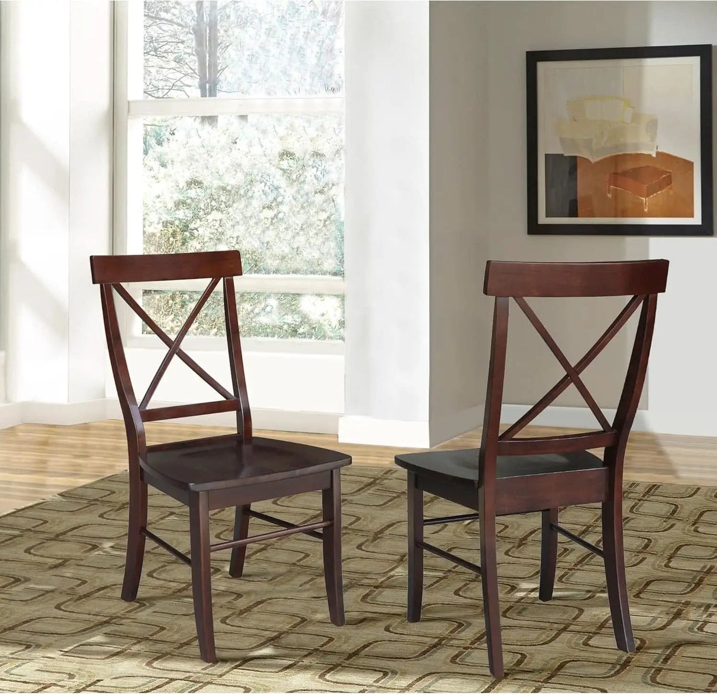 X Back Dining Chair In Java Finish With Solid Wood Seat from PriceLows™
