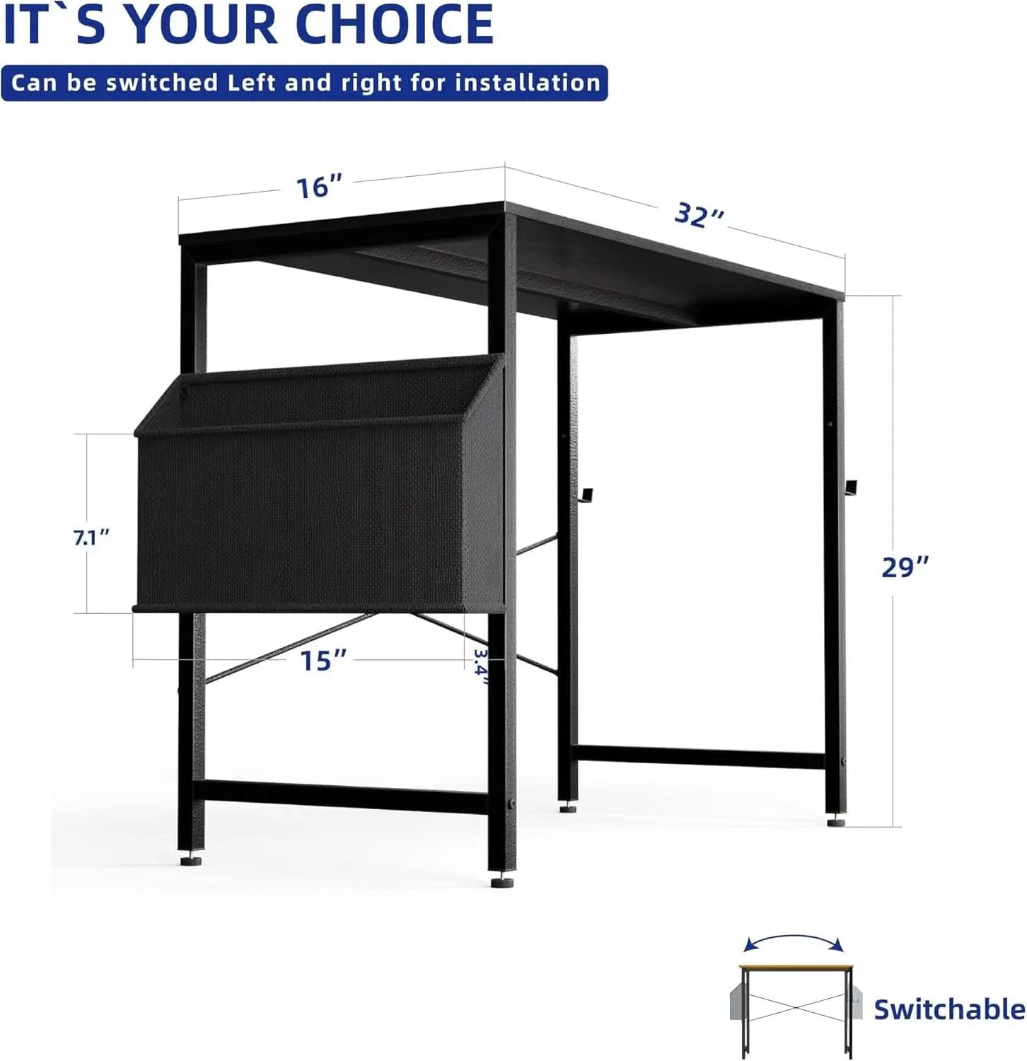 32 Inch Computer Desk With Storage Bag And Headphone Hook from PriceLows™