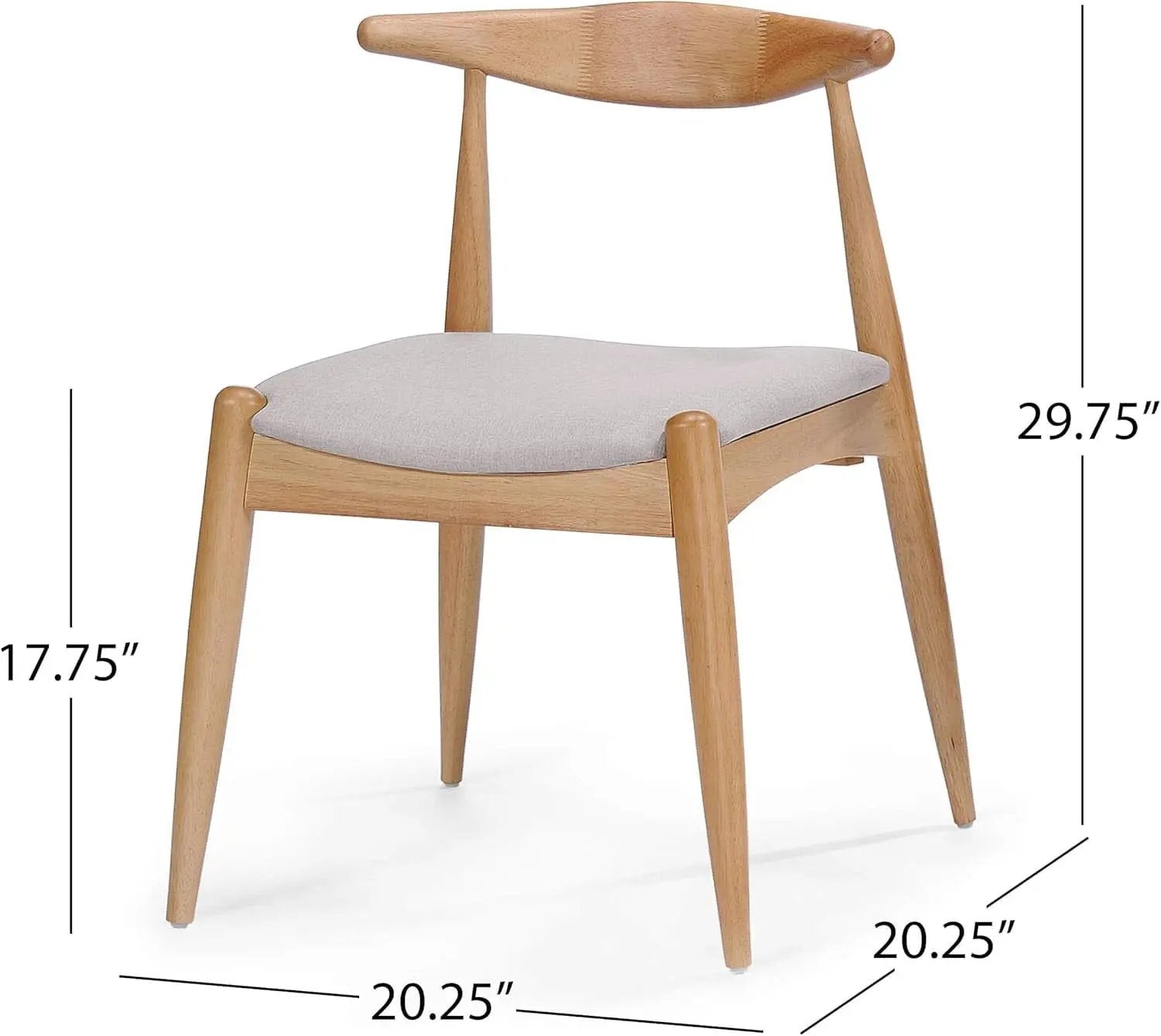 Beige Fabric Dining Chairs With Oak Finish 2 Pack Set from PriceLows™
