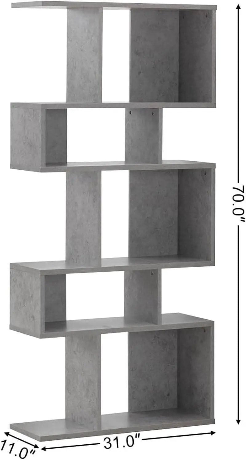 Gray Five Tier Geometric Bookshelf Set Of 2 70 Inch Tall from PriceLows™