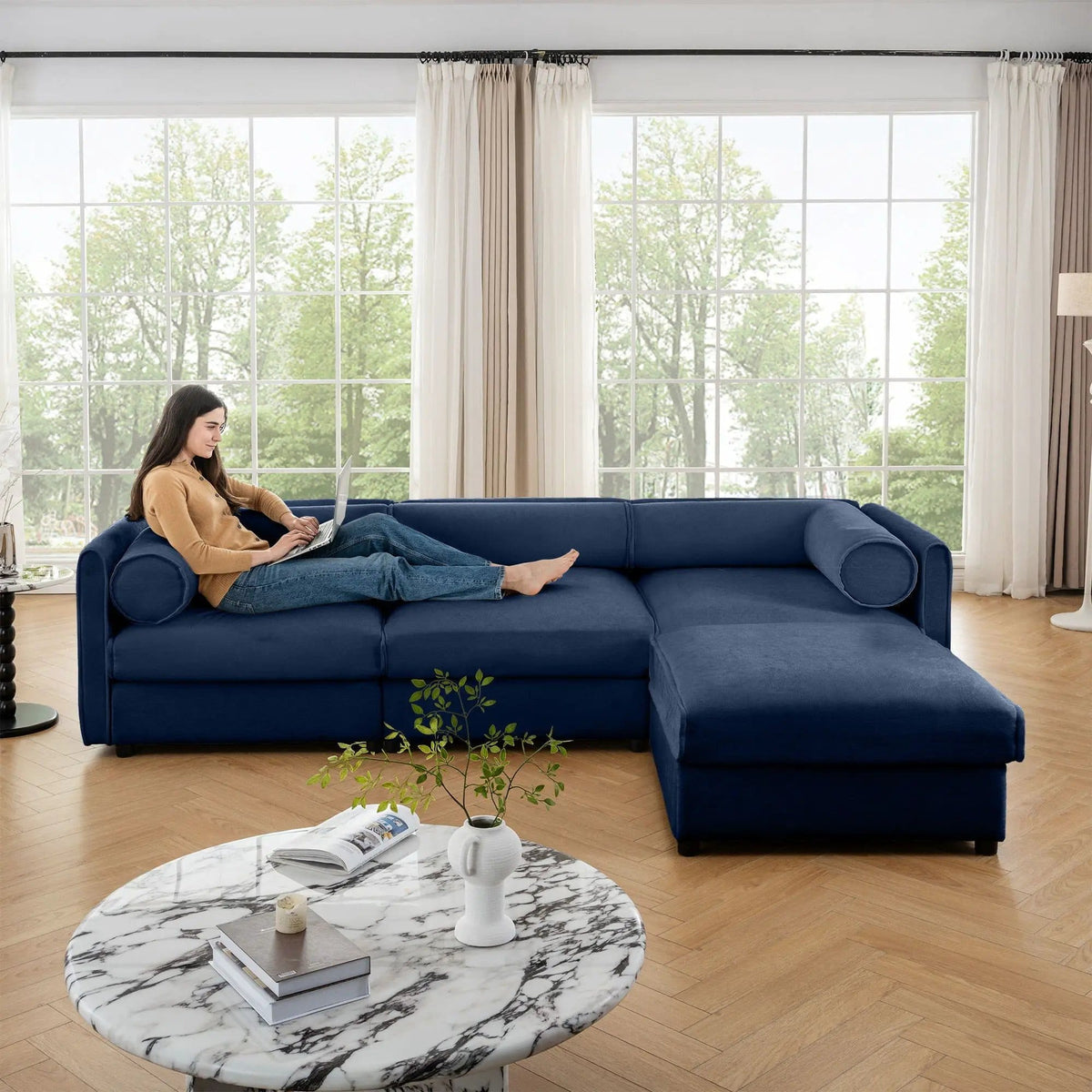 Contemporary Elegant Sofa With Storage And Ottoman 2 Piece Living Room Set | 2 Piece Living Room Set | Living Room Furniture | Living Room