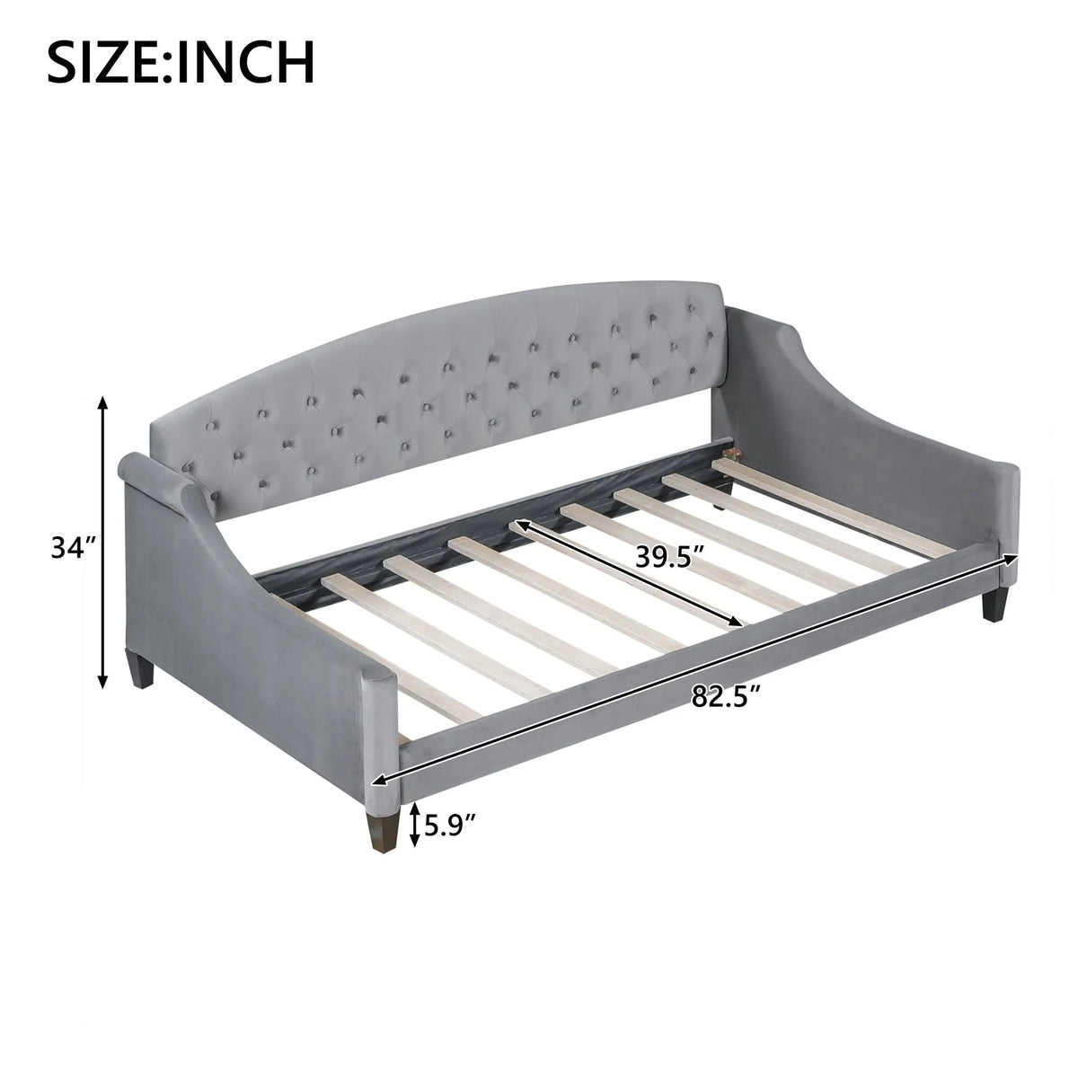 Tufted Button Daybed | Modern Design | Reinforced Slats | Solid Legs