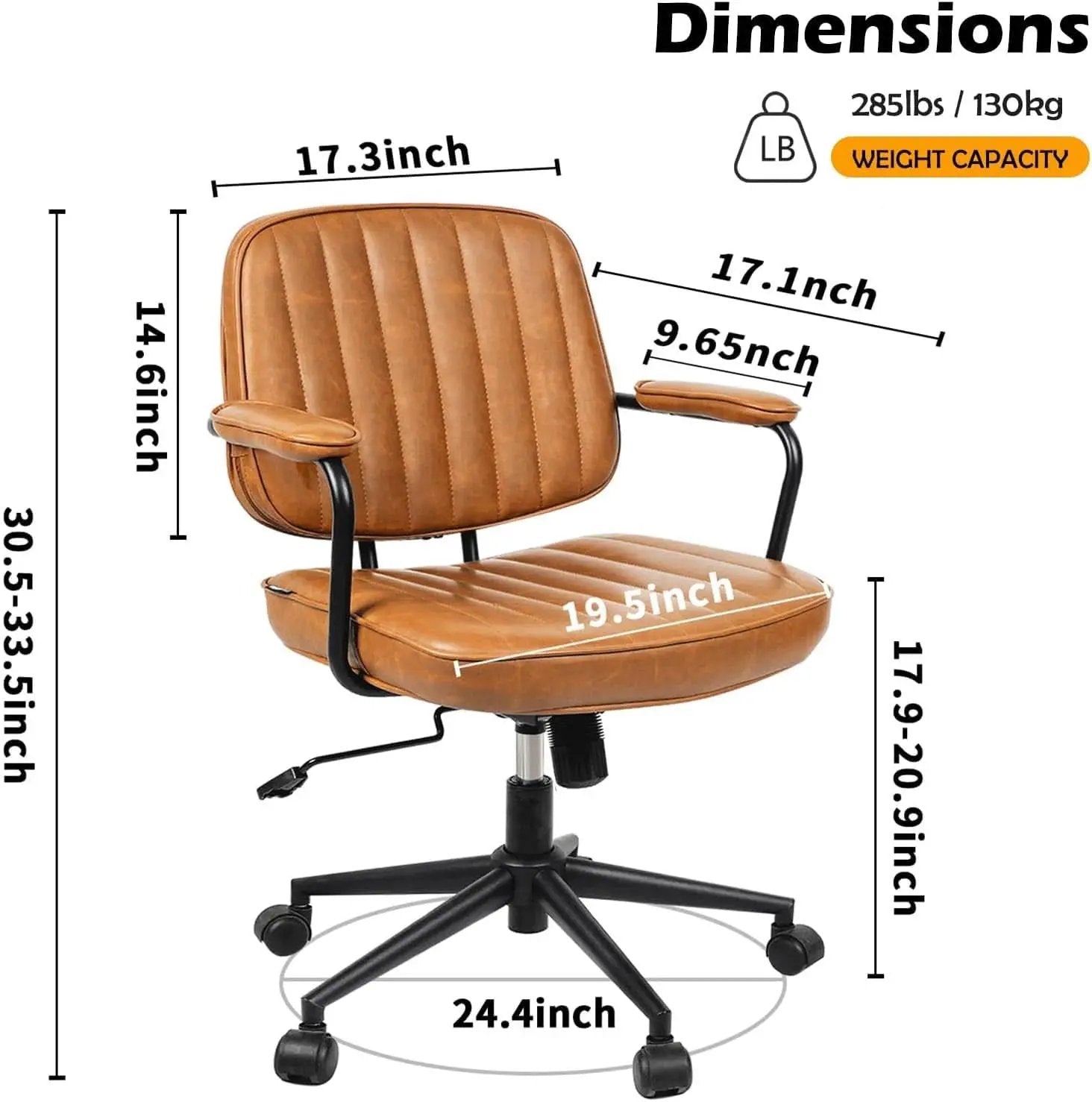 Brown Desk Chair With Wheels And Armrests Adjustable from PriceLows™