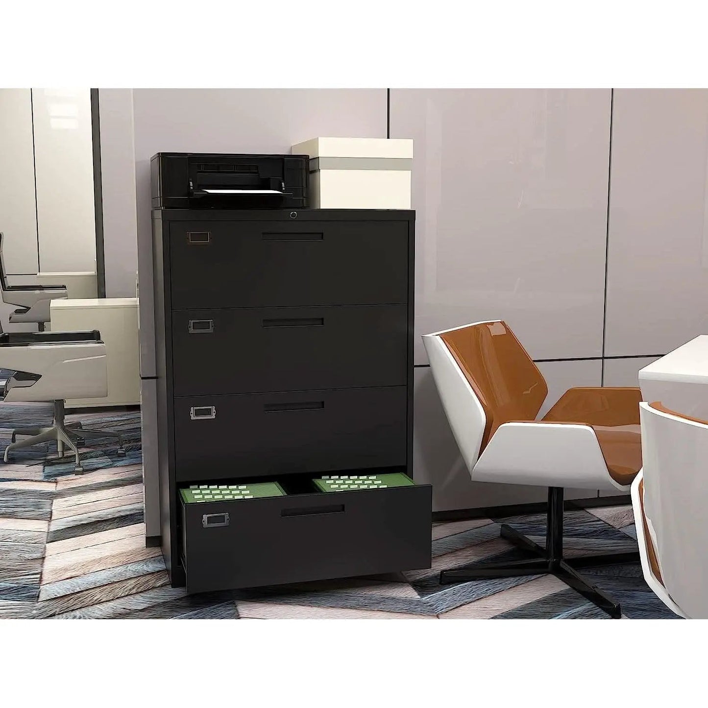 Lockable 4 Drawer Lateral File Cabinet For Office Use from PriceLows™