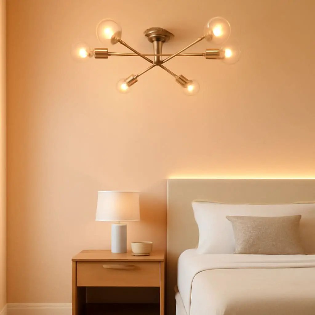 Gold Sputnik Chandelier Semi Flush Mount Ceiling Fixture from PriceLows™
