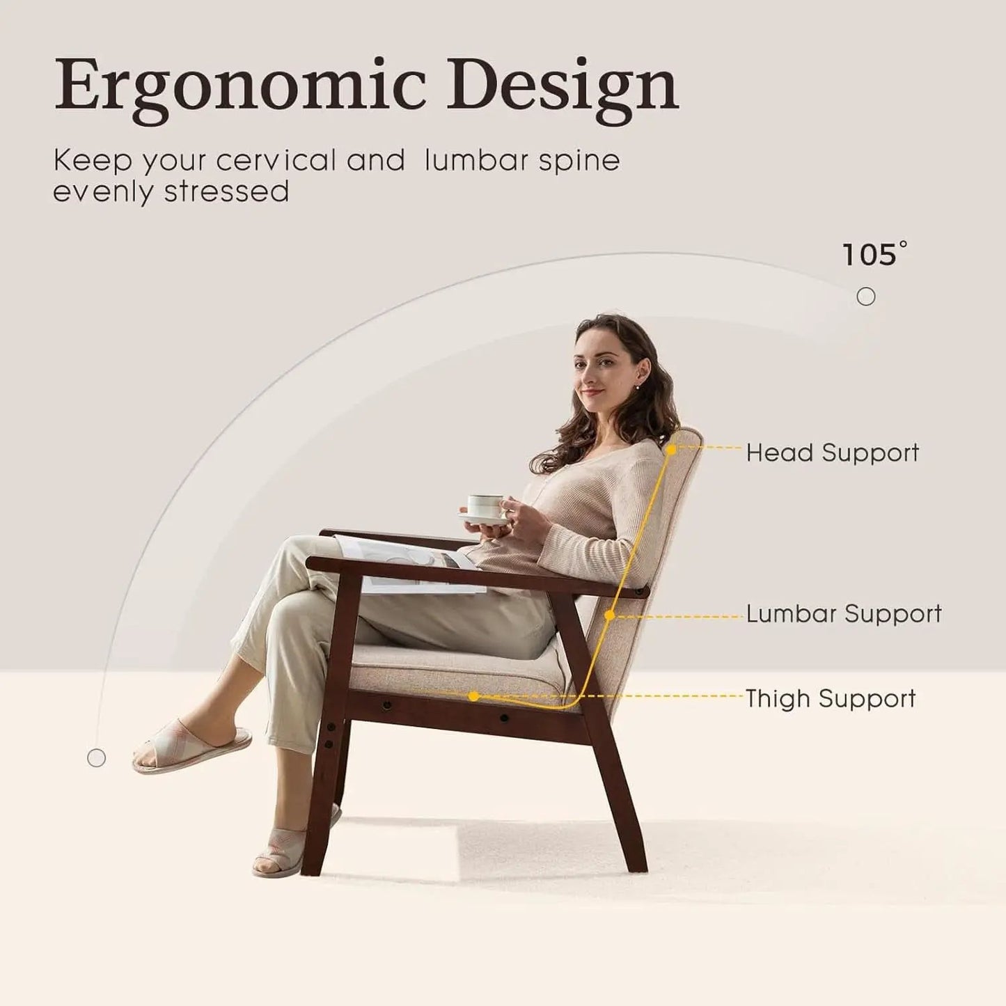 Mid-Century Fabric Upholstered Armchair Set Of Two from PriceLows™