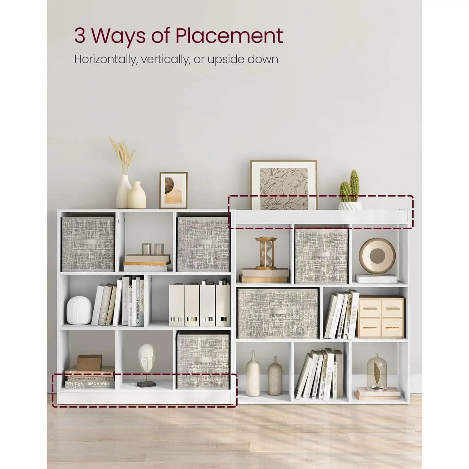 White Bookcase With 8 Open Compartments Freestanding Storage Shelf 11x35.4x39.4 from PriceLows™