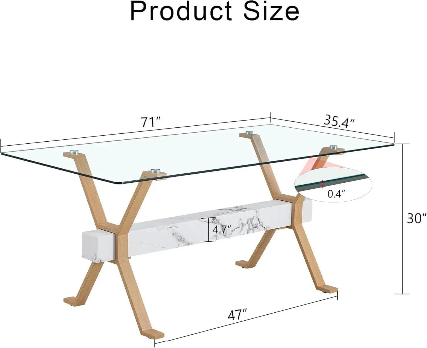 71 Inch Glass Dining Table With Tempered Glass Top from PriceLows™