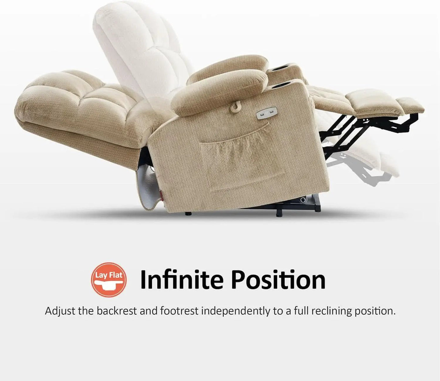 Dual Motor Power Lift Recliner Chair With Massage And Heat Beige Fabric Medium from PriceLows™