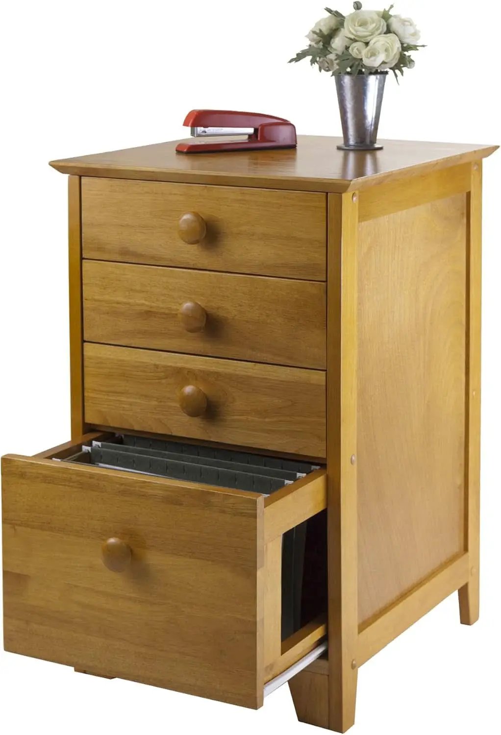 Studio File Cabinet Honey Finish With Three Drawers from PriceLows™