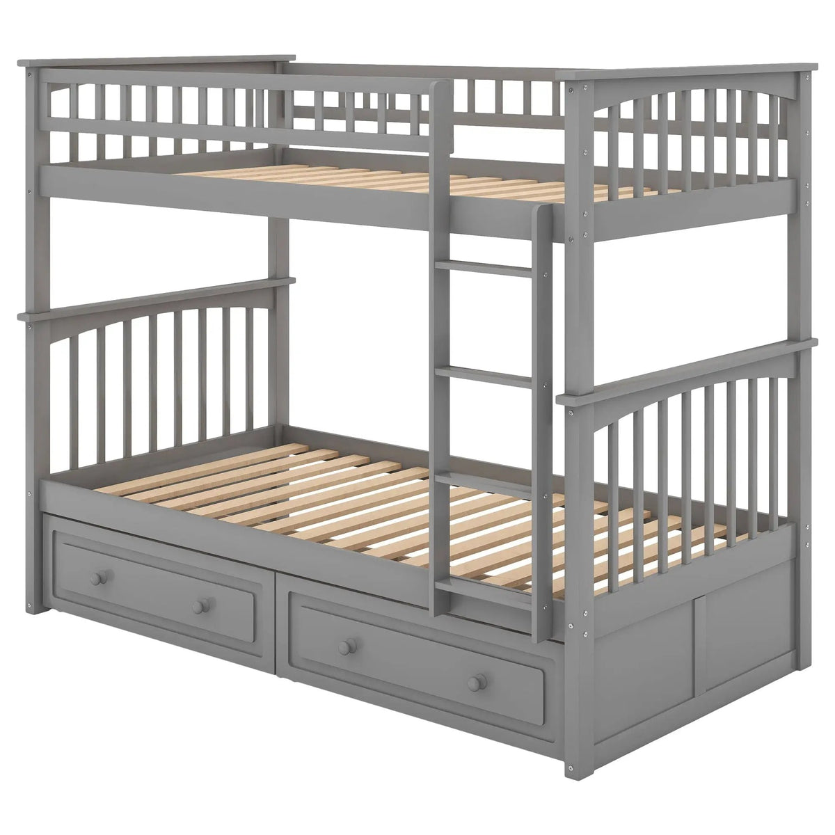 Twin Over Twin Bunk Bed | With Storage Drawers | Convertible | Twin Size