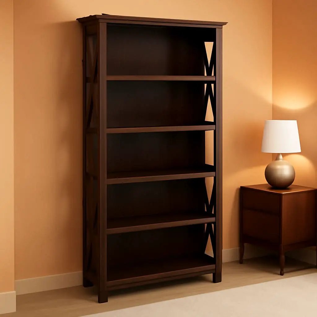 Bush Furniture Tall 5 Shelf Bookcase Bing Cherry Finish from PriceLows™