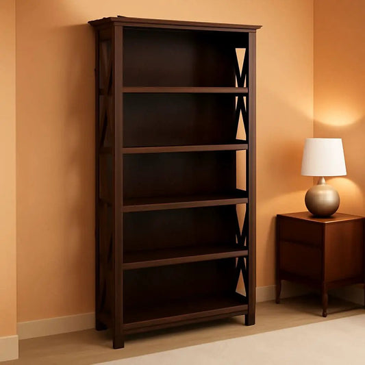 Bush Furniture Tall 5 Shelf Bookcase Bing Cherry Finish from PriceLows™