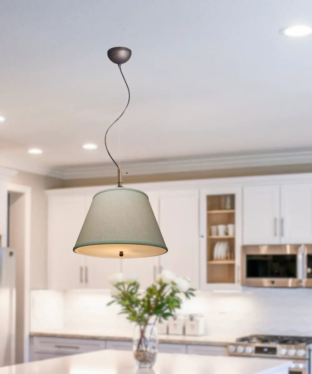 Cafe Pendant Light | 16 Inch Wide | Textured Oatmeal Shade | Empire Style