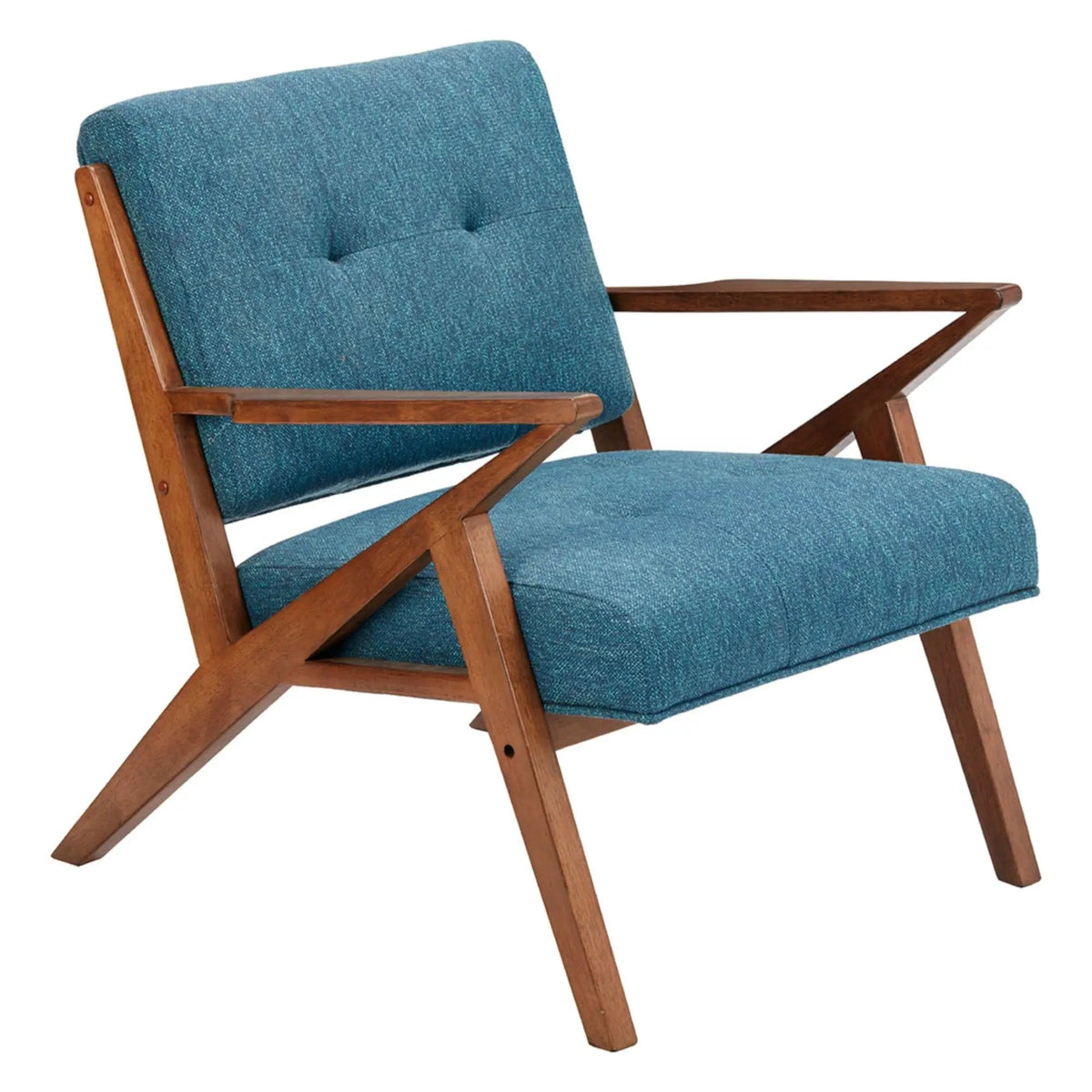 Mid-Century Lounge Chair | Tufted Upholstery | Solid Wood Frame | Tufted Back And Seat