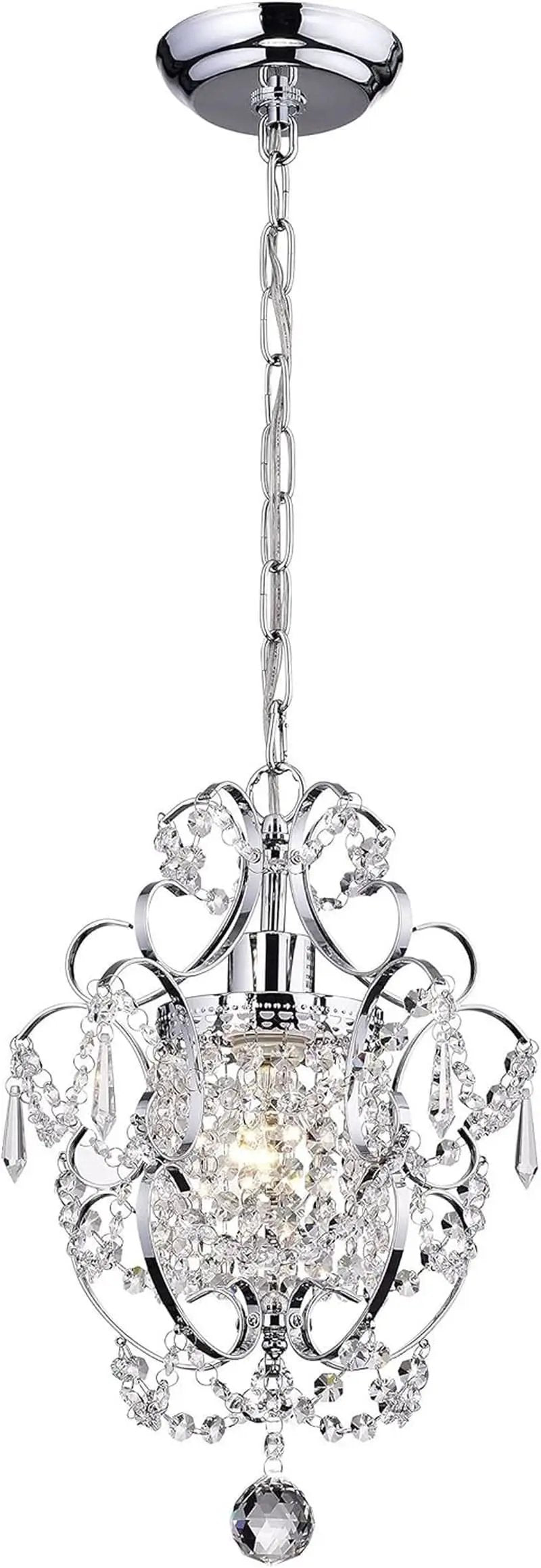 Amorette Chrome Crystal Chandelier 1 Light Fixture from PriceLows™