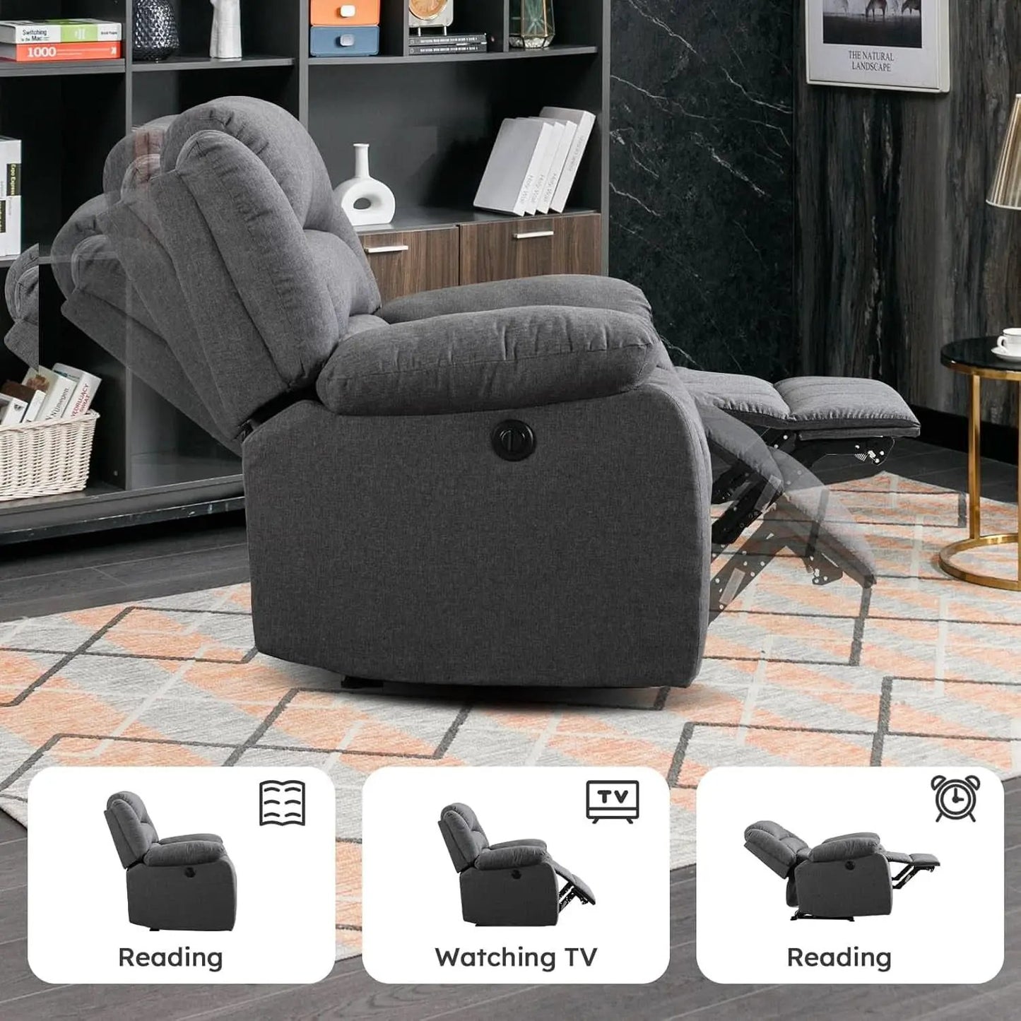 Oversized Grey Electric Recliner Chair For Living Room from PriceLows™