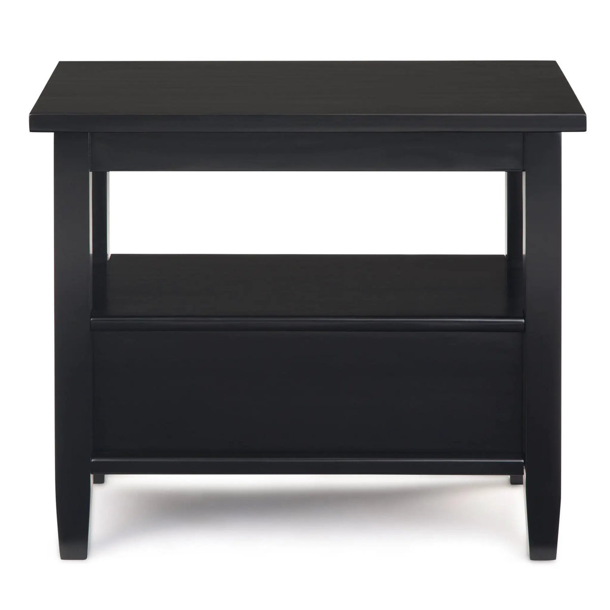 Warm Shaker Solid Wood Table | Bottom Drawer | Open Shelf Storage