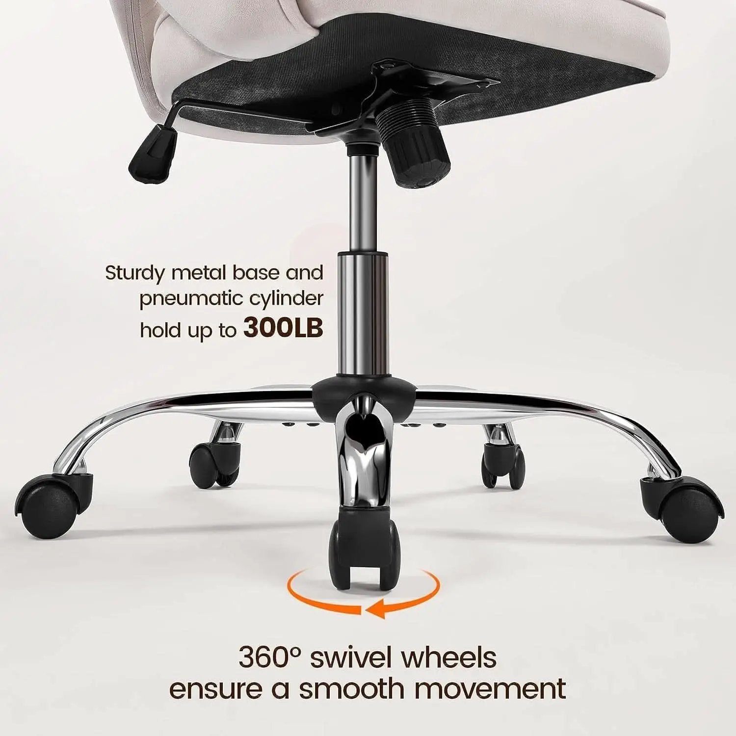 Cream Velvet Swivel Desk Chair With Wheels Tufted Back from PriceLows™